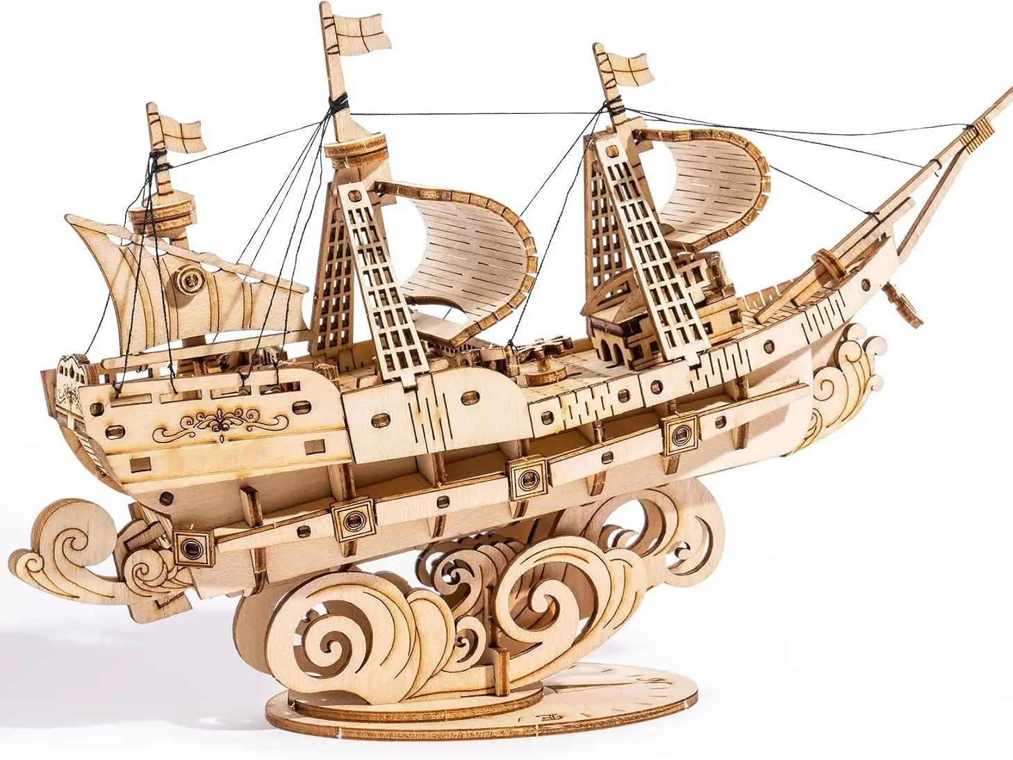 3D Wooden Sailboat Puzzle for Adults, Vintage Wooden Watercraft Model Kit to Build, DIY Sailing Ship Craft Kit, Educational STEM Wooden Puzzle, Creative Hobby & Gift Idea