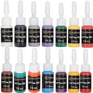 Professional Tattoo Ink Set 14 Colors 5ml per Bottle Vegan Friendly Tattoo Pigment Kit for Body Art Semi Permanent Tattoo Ink Set for Professional Artists and Beginners