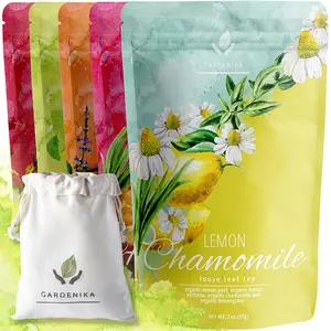 Organic Loose Leaf Tea Assortment, Herbal Caffeine-Free Sampler - Rooibos, Spearmint, Chamomile, Hibiscus, Tulsi, Turmeric, Ginger – 5 Pack (10 oz)