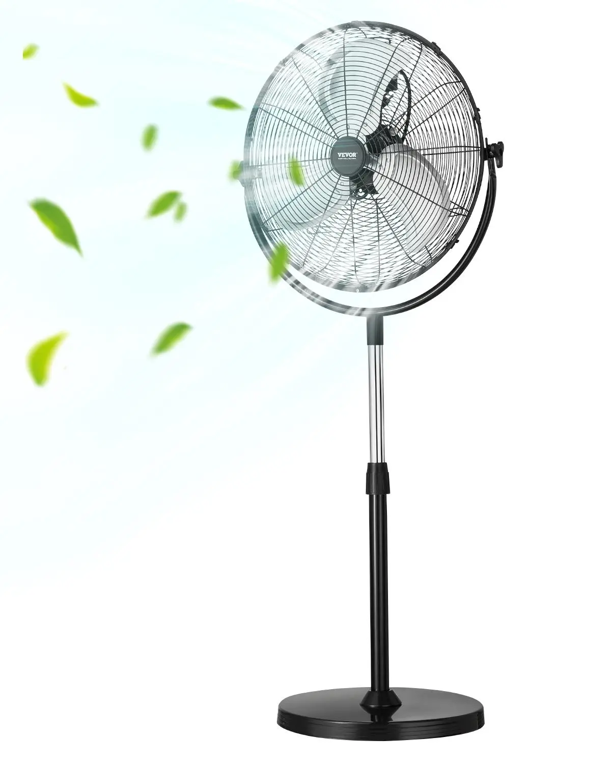 【Summerfinds】VEVOR Industrial Pedestal Fan, 18 Inch Standing Fan with 45.3 to 57.9 Inches Adjustable Height, Floor Fans with 3 Adjustable Speeds, High Power Fans for Warehouse,Garage,Commercial,Residential, Black