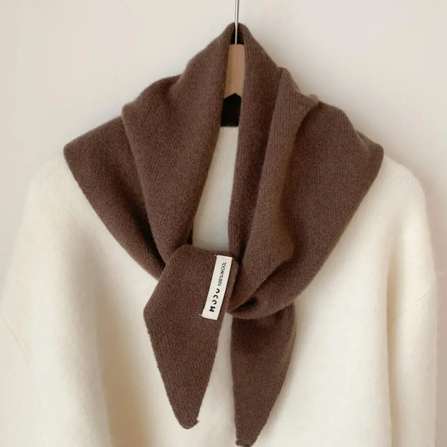 Knitted Scarf Women 100% Wool Winter Warm Scarves Bright  stripe Design Thickened Shawl Soft Triangle Pashmina Neck 2025 NEW