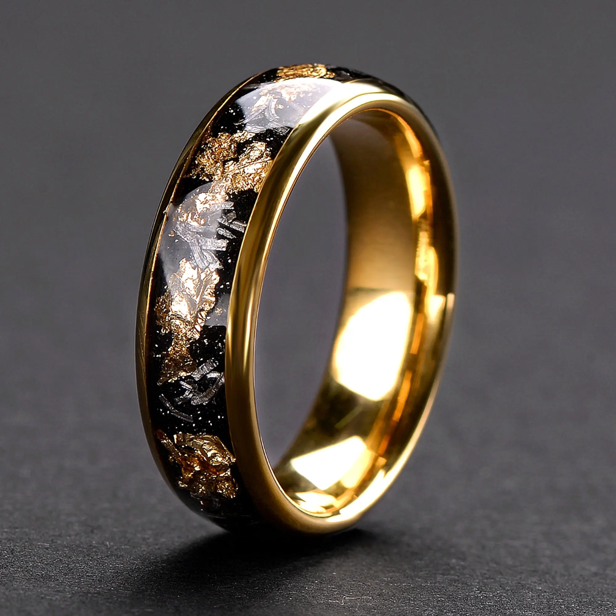 Tungsten Ring | Gold Plated Wedding Band for Men and Women | 6mm
