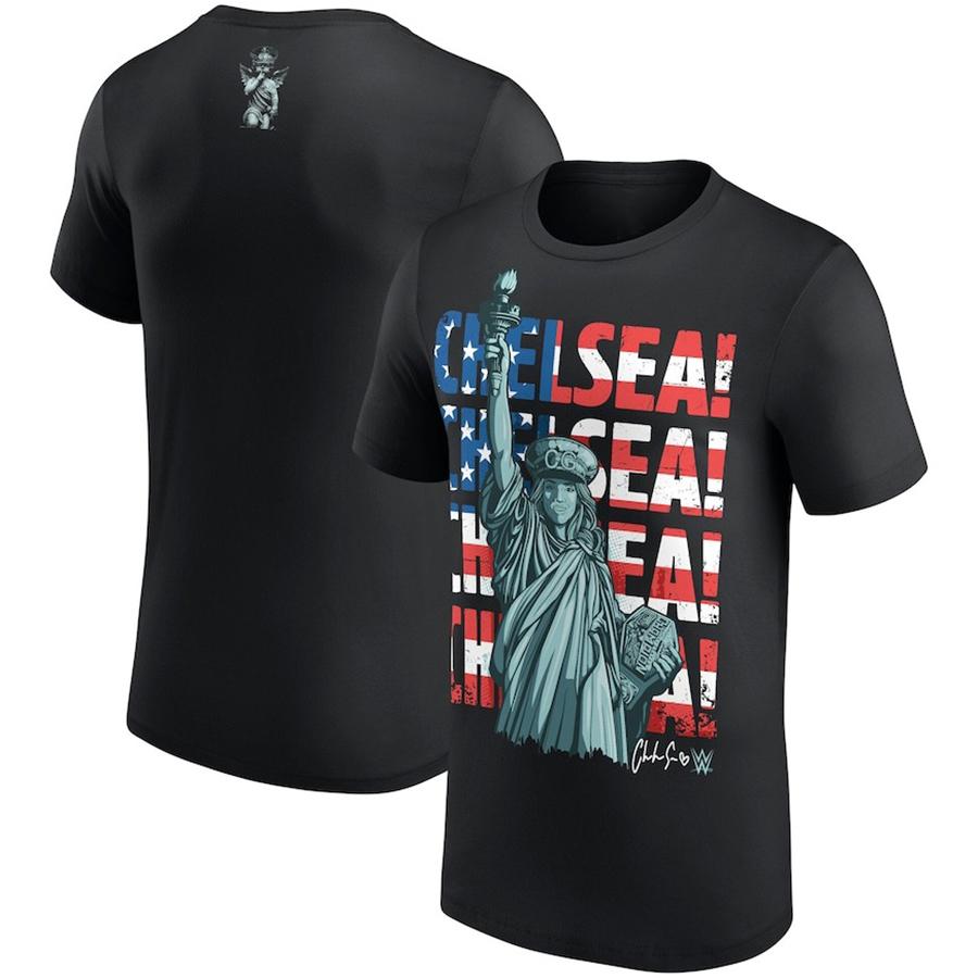 ChelseaGreen Statue 2-Sided Men’s Black T-Shirt, Wrestling Fan Graphic Tee, Bold Streetwear Style Shirt, Casual Daily Wear Top, Fashion Menswear, Event Graphic Tee
