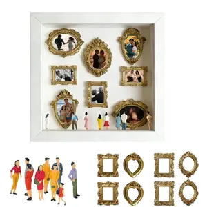 DIY Mini Museum Shadow Box Kit with Gold Frames & Figurines, Memory Display Case for Cherished Memories, Wedding Birthday Anniversary