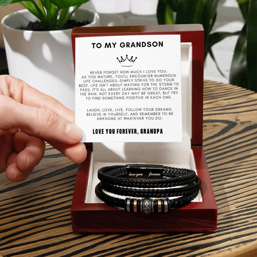 Bracelet for Grandson from Grandpa Grandma, Gift for Grandson on His Birthday, Grandson Bracelet Gift, Graduation Gift