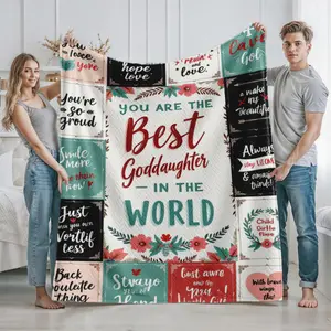 Best Goddaughter Inspirational Quote Blanket Soft Cozy Throw for Home and Bedroom Use Suitable for Adults Thoughtful Gift for Goddaughter on Christmas Birthday Thanksgiving and Special Occasions with Floral and Motivational Print Design