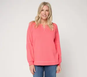Belle by Kim Gravel Delicious Waffle Split Neck Top