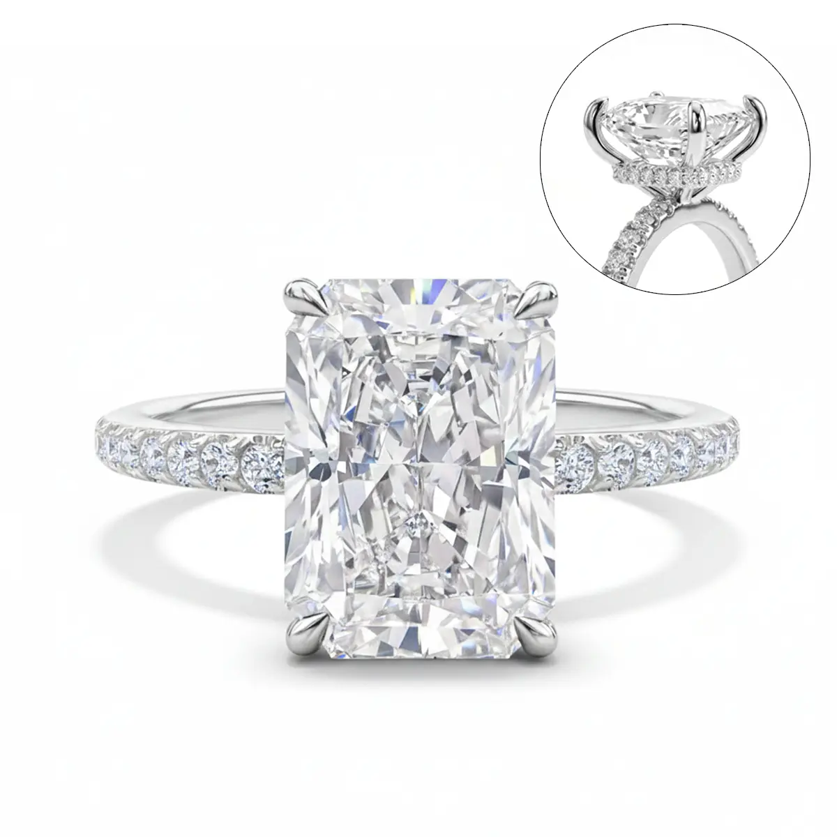 D/VVS1 Ice-Cut Radiant Gems Unit Set Rings, Stackable Promise & Curved Band Bridal Set with Engagement Ring Styles, Sizes 5-10 Sparkling Costume Jewelry