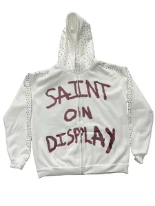 Trendy American rock style letter 3D print zip-up hooded sweatshirt, loose fit, unisex vintage hoodie jacket top for men. Men's long-sleeved sports shirt