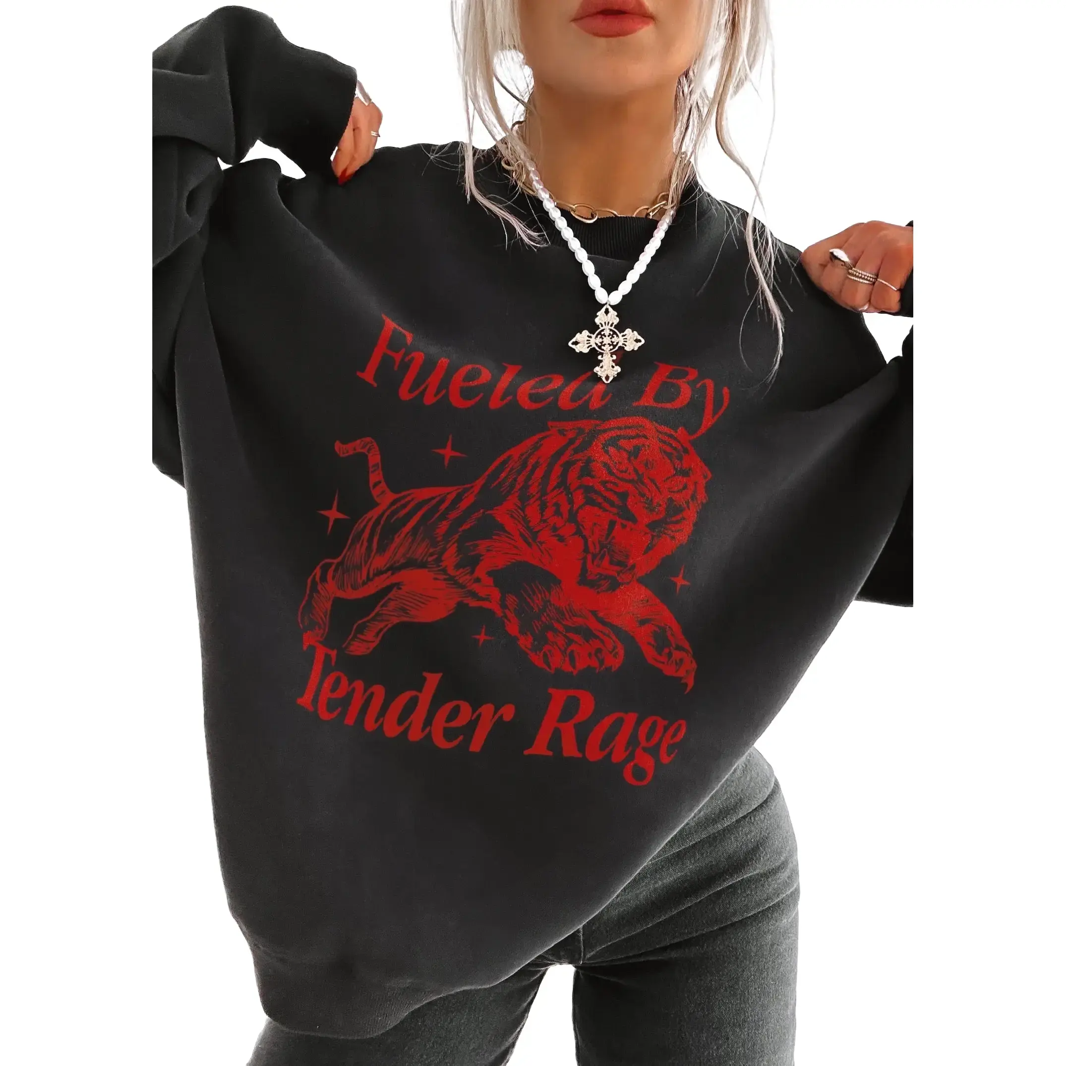 FUELED BY TENDER RAGE OVERSIZED GRAPHIC SWEATSHIRT