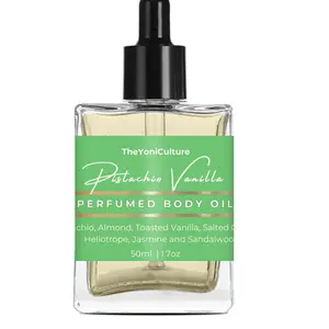 Pistachio Vanilla - Perfumed Body Oil 1.7 oz/50ML Notes:  pistachio, almond, toasted vanilla, salted caramel, heliotrope, jasmine and sandalwood. skin oil