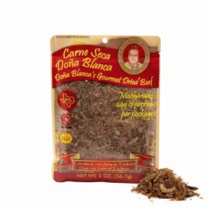 Carne Seca Doña Blanca 2 oz.(56.7g) - Carne Seca - Machacado - Shredded Beef Jerky - Beef jerky chew - Kosher Sea Salt Low Sodium, Gluten Free, High Protein, No Carbs, Sugar free, Keto Friendly