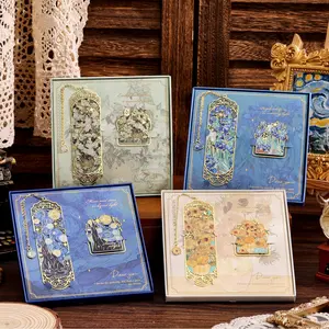 Luxury Metal Bookmark & Book Clip Gift Set Oil Painting Themed Roses 1 Bookmark with Pendant 1 Book Clip Elegant Christmas New Year Gift Box for Women Book Lovers Writers Readers Teenage Butterfly Flower Theme