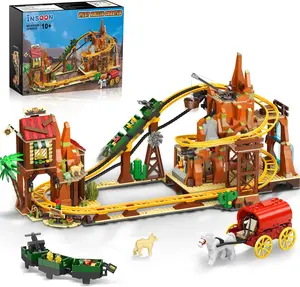 Western Roller Coaster Building Set, Rollercoaster Building Toy with Mine Train, Lifting Chain Drive, Carriage, 1270PCS Mining Coaster Model Playset Gift for Adults Teens Kids Boys Girls 10-12+