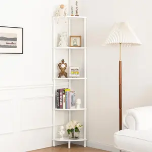 Corner Shelf Stand, 5-Tier Corner Bookshelf, Tall Corner Shelves for Bedroom, Living Room, Narrow Display Shelf Corner Bookcase, 65" White Corner Book Shelf with Display Shelves for Office