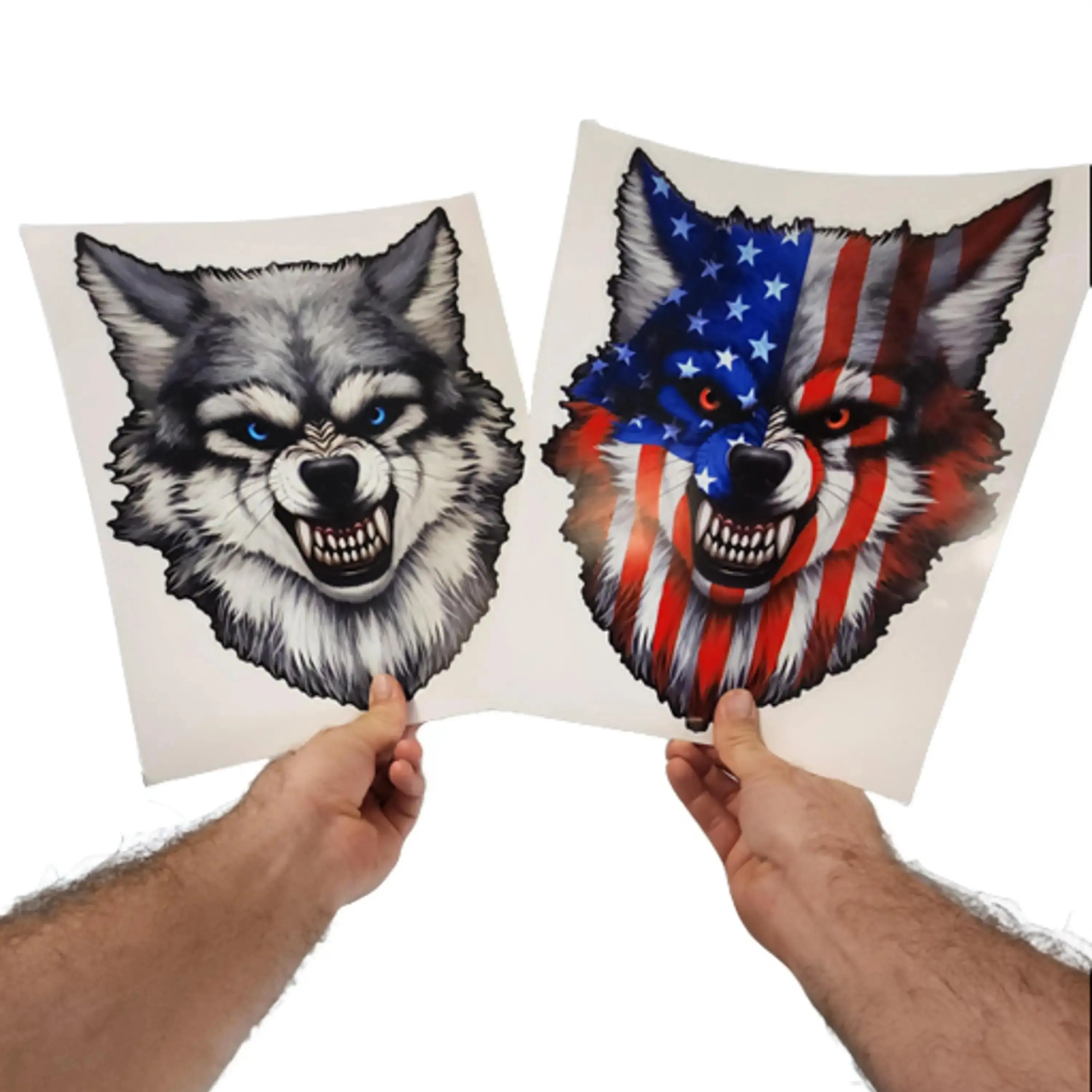 Decals by Haley Wolf Growling Graphic Vinyl Dog Sticker Decal for Car Truck SUV Windshield - Reflective Eyes, Peel and Stick Design