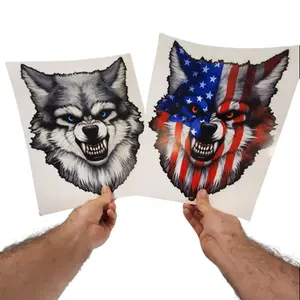 Decals by Haley Wolf Growling Graphic Vinyl Dog Sticker Decal for Car Truck SUV Windshield - Reflective Eyes, Peel and Stick Design