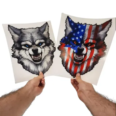 Decals by Haley Wolf Growling Graphic Vinyl Dog Sticker Decal for Car Truck SUV Windshield - Reflective Eyes, Peel and Stick Design