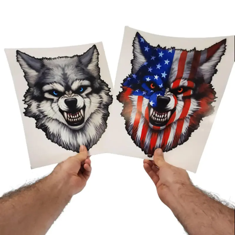 Decals by Haley Wolf Growling Graphic Vinyl Dog Sticker Decal for Car Truck SUV Windshield - Reflective Eyes, Peel and Stick Design