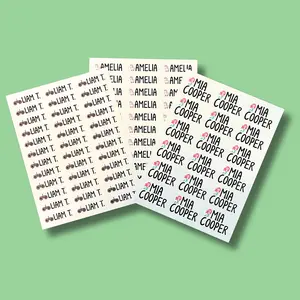 School Supply Personalized Name Sticker Sheet for Daycare & School Items 2" Width Customizable Labels