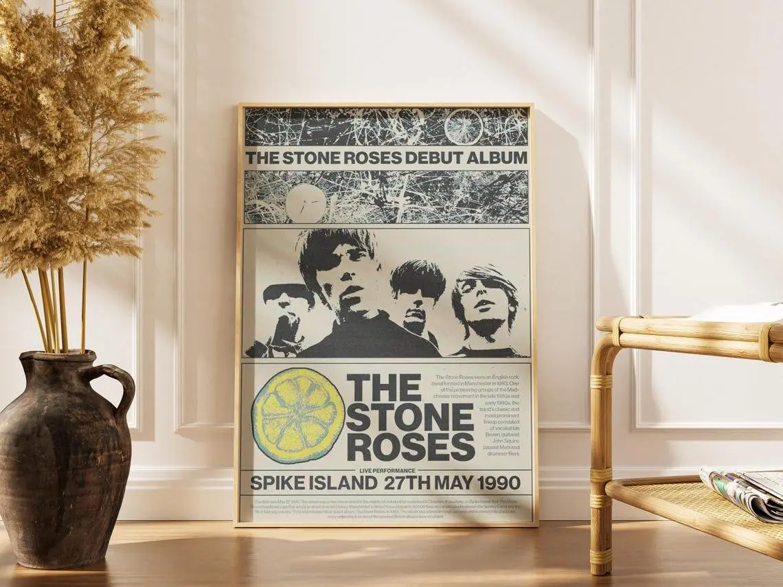The Stone Roses Poster, Debut Album Cover Print, Retro 80s 90s Indie Rock Wall Art, Perfect Music Gift Idea, Vintage Music Room Decor Gift