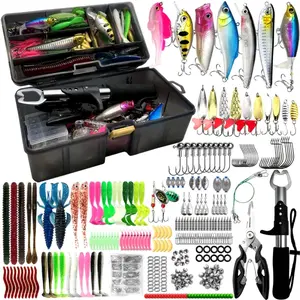 Fishing Set with Dual-Layer Storage Box, Includes Soft Bait, Hard Bait, Fish Hooks, Rotating Sequins, Realistic Frog Lures, Perfect Gift for Anglers