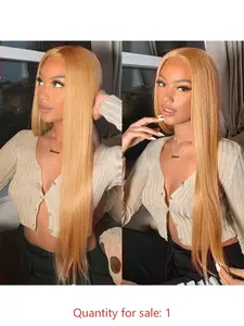 Honey Blonde Straight Wigs Human Hair #27 Colored Straight Lace Front Wigs 13x6 Honey Blonde HD Lace Front Wig Human Hair 200% High Density Glueless Straight Blonde Wigs Pre Plucked with Baby Hair