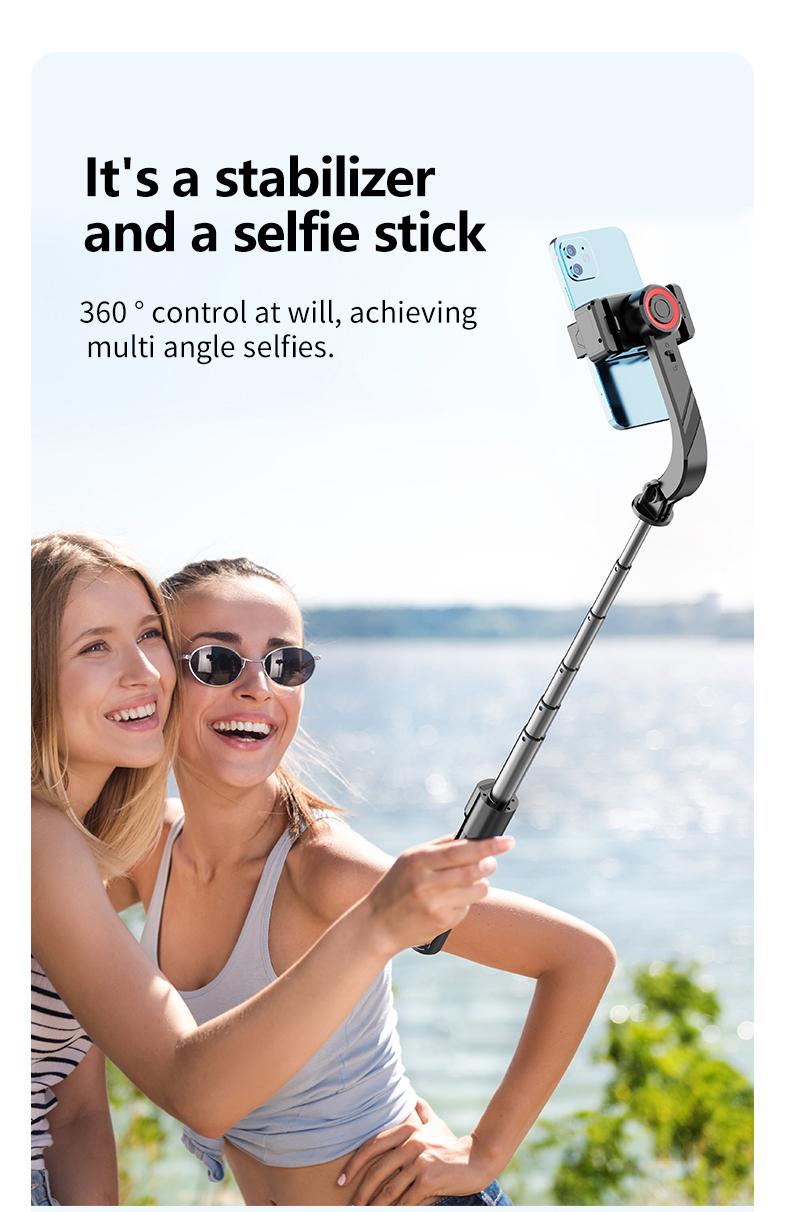 1-Axis Gimbal Stabilizer, Anti-Shake Selfie Stick Tripod with Bluetooth Remote, Auto Balance Phone Mount, Aluminum Alloy Vlogging Stand for iPhone & Android