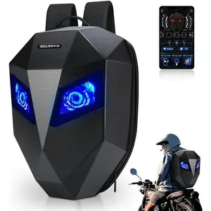 Gelrova Knight LED Motorcycle Backpack Programmable Screen Large 19in Adjustable Straps Water-resistant Stylish Daypack for Travel Cycling Gift Black outdoorfun