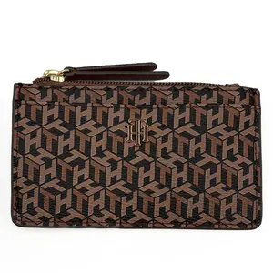 Tommy Hilfiger Alene II Calico Multi Top Zip Card Case Sleek Everyday Organizer with Signature Monogram Design and Polished Logo Detail