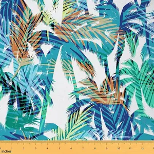 Palm Leaf Outdoor Fabric by The Yard,Tropical Summer Palm Tree Upholstery Fabric for Chairs,Ocean Beach Theme Travel Decorative Fabric