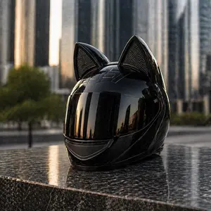 Cat Ear Motorcycle Helmet for Men and Women - DOT Certified Full Face Bike Helmet for All Seasons, Stylish Riding Gear for Street Fashion, Matching Couple Helmets for Riding Enthusiasts, Trendy Protective Gear for Motorcyclists and Bikers