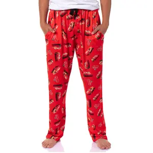 Disney Cars Men's Lightning McQueen with Logo Design AOP Adult Lounge Sleep Pajama Pants