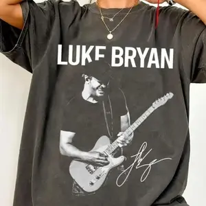 Country Music Luke Bryan T-Shirt, Vintage Concert Tee, Retro Singer Guitar Graphic T-Shirt, Fan Festival Apparel Gift Idea, Unisex, Country Star Fan	