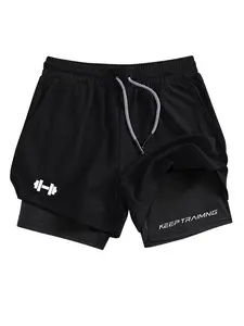 Men's Regular Fit Letter Print Keep Training Shorts, Breathable Quick Drying Gym Shorts, Casual Comfy Shorts for Gym Workout Running, Breathable Athletic Shorts, Men's Sportswear for Summer