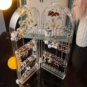 ✨5 Tier Rotating Earring Holder Organizer Stand, Adjustable Metal Display Tree Rack for Women,💄220 Hole and Groove Large Storage for Pierced Stud Dangle Hoop💎, Compact for Small Dresser,Large Capacity Storage Rack for Women Space-Saving❤️