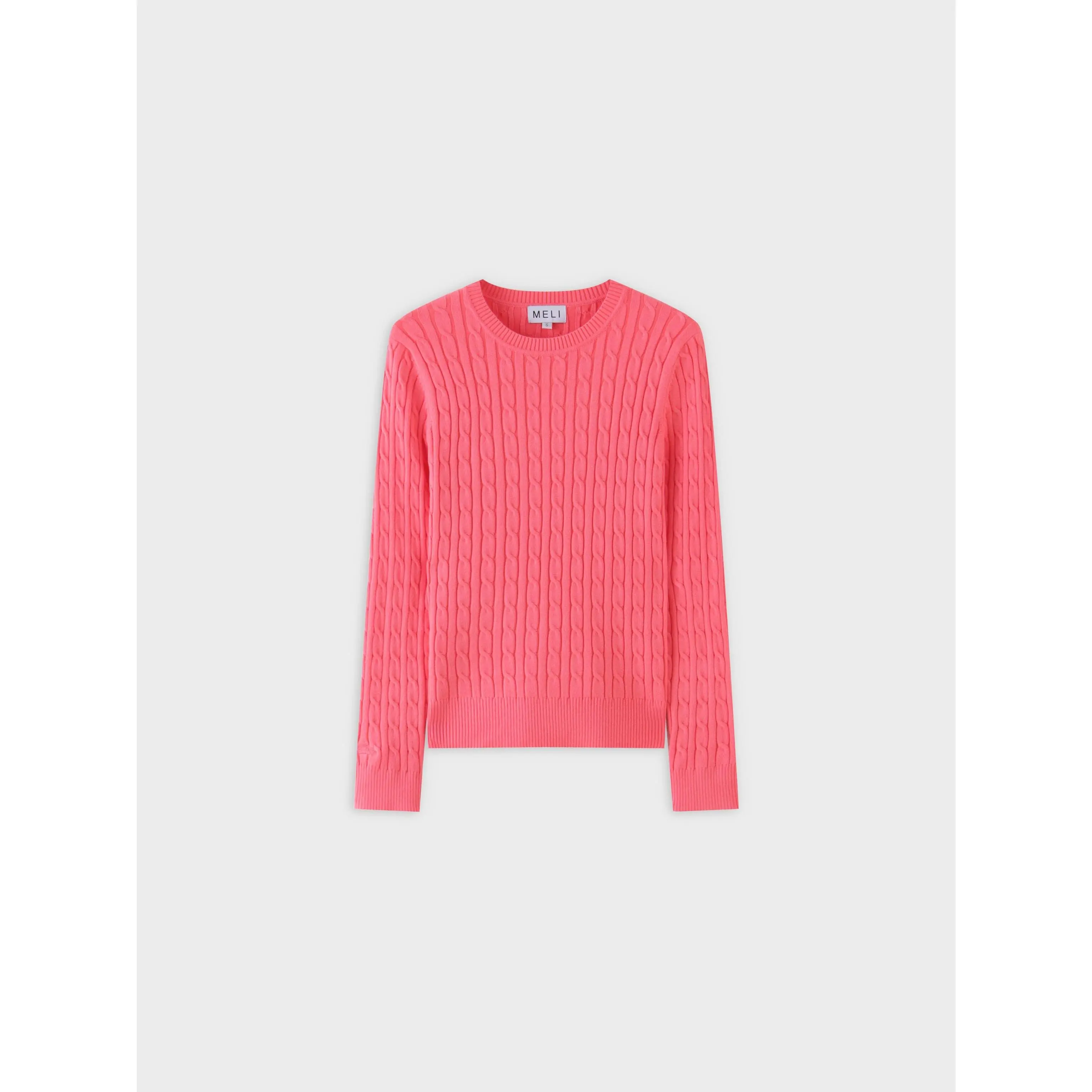 Knit Cable Sweater-Salmon