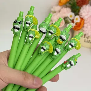 30/50pcs Cute Frog Design Retractable Gel Pens, Green Series, Quick-Dry Ink, School & Office Supplies
