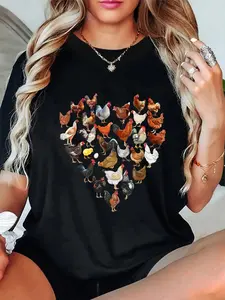 100% Cotton Chicken Love For Farmer Raising Chickens Farm T-Shirt Fabric Piece