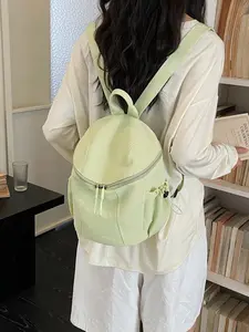 1pc  Women's backpack is fresh and compact, with a zipper closure that is fashionable, versatile, casual, and simple. It is suitable for college students, campus work, commuting, and women's backpacks