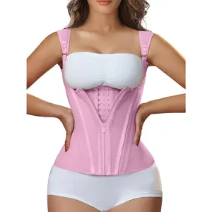 Waist Trainer for Women Tummy Control Sports, Workout Hourglass Vest Waist Cincher with Adjustable Shoulder Strap Compression Shapewear Womenswear Dress Soft Fabric Fit Medium Mesh Slim Zipper Basic Beige Minimalist