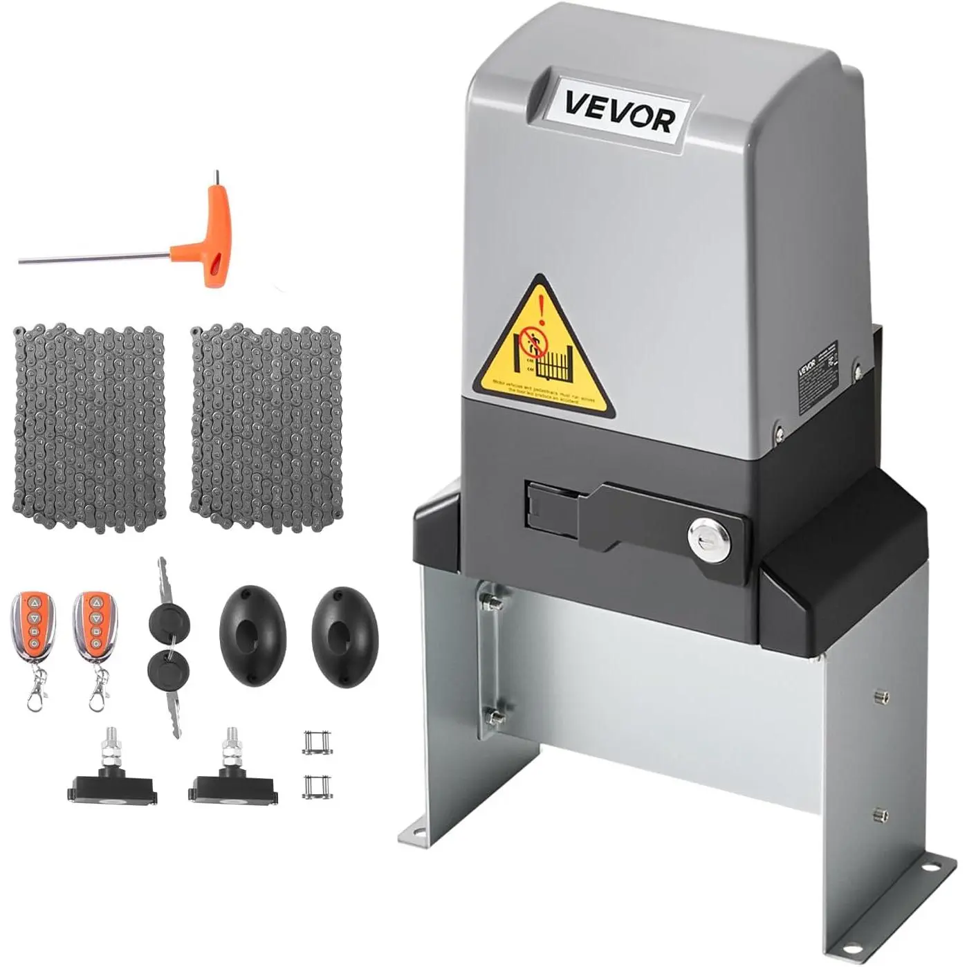 【FathersDayGift】 VEVOR Automatic Gate Opener, 1200W Electric Sliding Gate Opener for Doors up to 65.6ft 5732lbs, Chain Drive Rolling Door Motor with Infrared Sensor & 2 Remote Controls, Driveway Gates Opening System, Smart Control, Wifi Smart Home