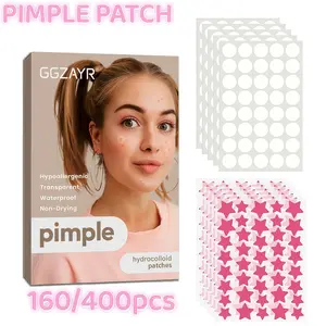 160/400pcs Clear Dot & Pink Star Acne Patch Combo Set, Spot Cover Stickers for Pimples & Facial Blemishes, Pimple Patches, Hydrocolloid Patches, Makeup Accent Design for Daily Life, Photos, Parties & Festival Looks, Lightweight Comfortable Wear, Flawless