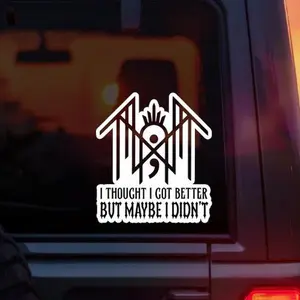 Sleep Token Semicolon Logo Vinyl Car Decal – “I Thought I Got Better But Maybe I Didn’t” Caramel Lyrics – Mental Health Awareness ST Rune Design Sticker for Car Window Laptop Tumbler