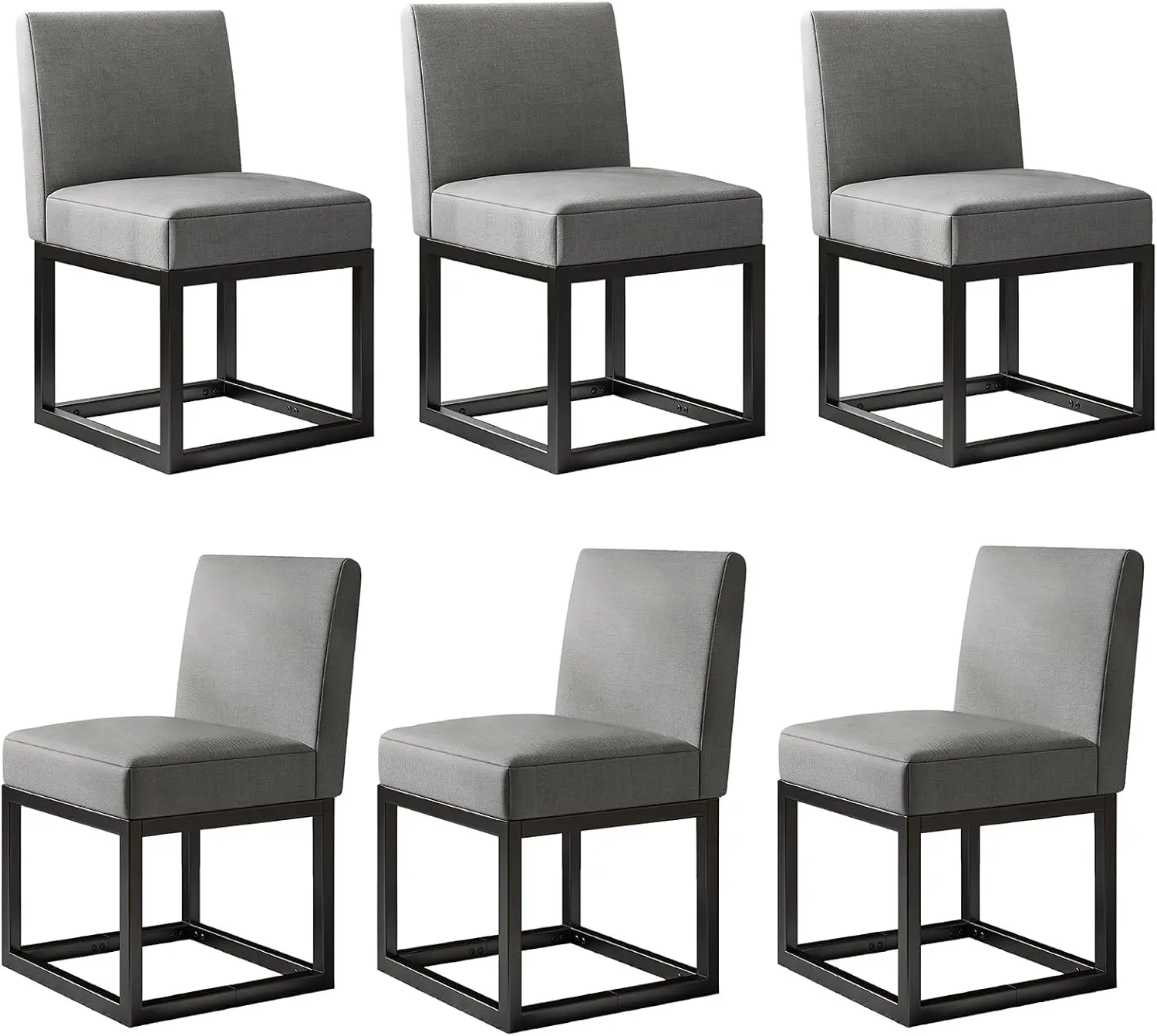AMERLIFE Mid Century Linen Dining Chairs Set of 6, Modern Upholstered Dinner Chairs with Metal Frame for Dining Room, Kitchen, Padded Chairs AMERLIFE Mid Century Linen Dining Chairs Set of 6, Modern Upholstered Dinner Chairs with Metal Frame for Dining Room, Kitchen, Padded Chairs