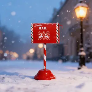 Vintage Wrought Iron Christmas Mailbox, Rustic Cottage Style, &, Golden Hinges, 3D Snowflake & Candy Cane Trim, Outdoor Decor