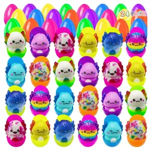 24 Pack Prefilled Easter Eggs with Squishy Toys – Fun Egg Hunt Fillers, Kids’ Easter Basket Stuffers, Cute Party Favors for Boys & Girls