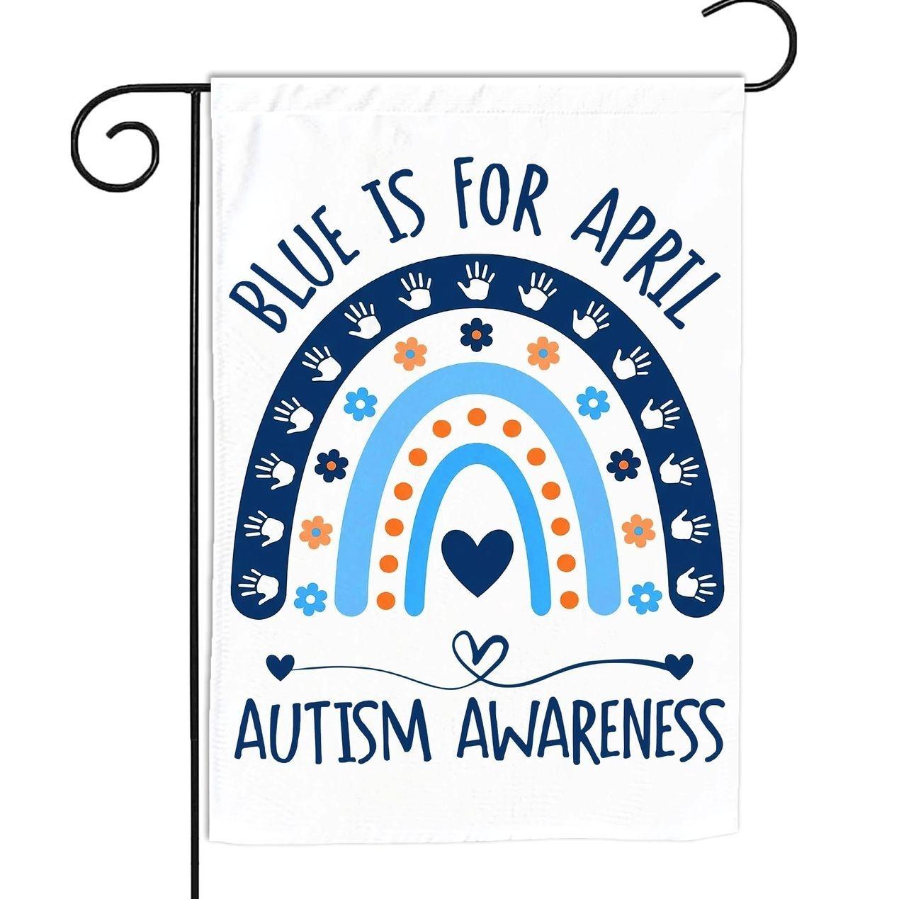 Blue Is for April Autism Awareness Garden Flag, Neurodiversity Support Yard Flag for Patio Porch Outdoor Decor