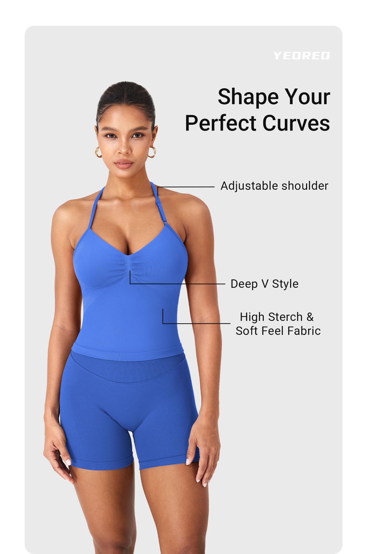 YEOREO SoftHue Women's Longline Halter Tank Top Strappy Backless Adjustable Gym Workout Top Yoga Sports Vest Fitness Activewear