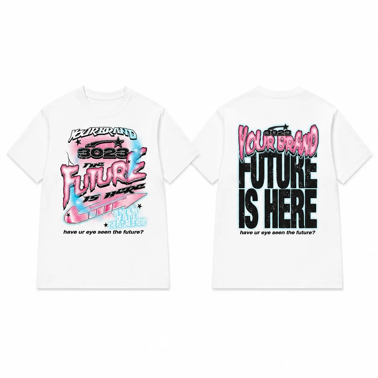 Y2K Hip-Hop Men's Gradient "Future Is Here" Slogan Oversized Graphic Tee Streetwear Men Summer Clothes